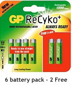 GP ReCyko Rechargeable AAA batteries