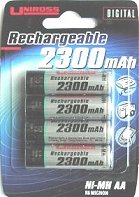 Uniross AA 2300mAh NiMH Rechargeable Batteries (card of 4)